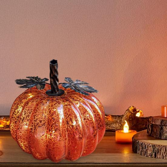 Halloween Twinkle Light Pumpkins Timer Starry Night Glass Pumpkins Fall Thanksgiving Decorations for Home Bedroom Bathroom Hallway