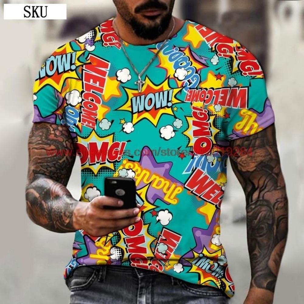 Summer Men's Clothing, 3D Letters, T-shirt, Hip-hop Street, Personal O-neck, Casual Trend, Harajuku Short Sleeved Shirt