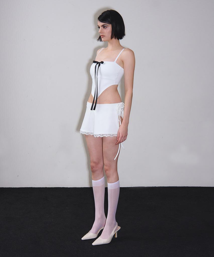 VINAJ Lace Line Micro Short Skirt Cover-Up (White)