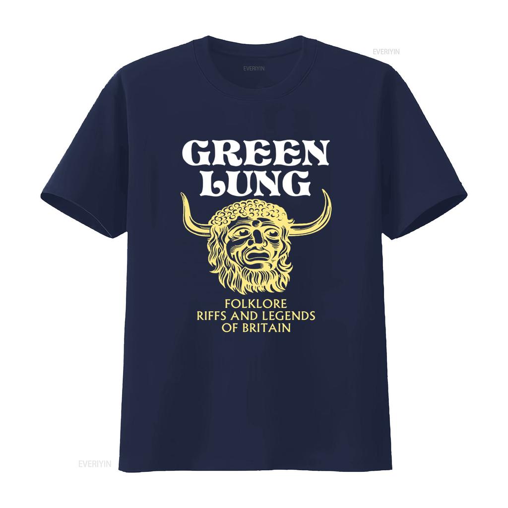 T-shirt Vintage Polmone Verde da Uomo Stampa Riff Folkloristici e Leggende della Gran Bretagna vintage Lavata Unisex Casual Versatile Leggermente