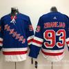 New York Rangers NHL Hockey Jersey Panarin 10 Lafreniere 13 Embroidered Ice Uniform Men
