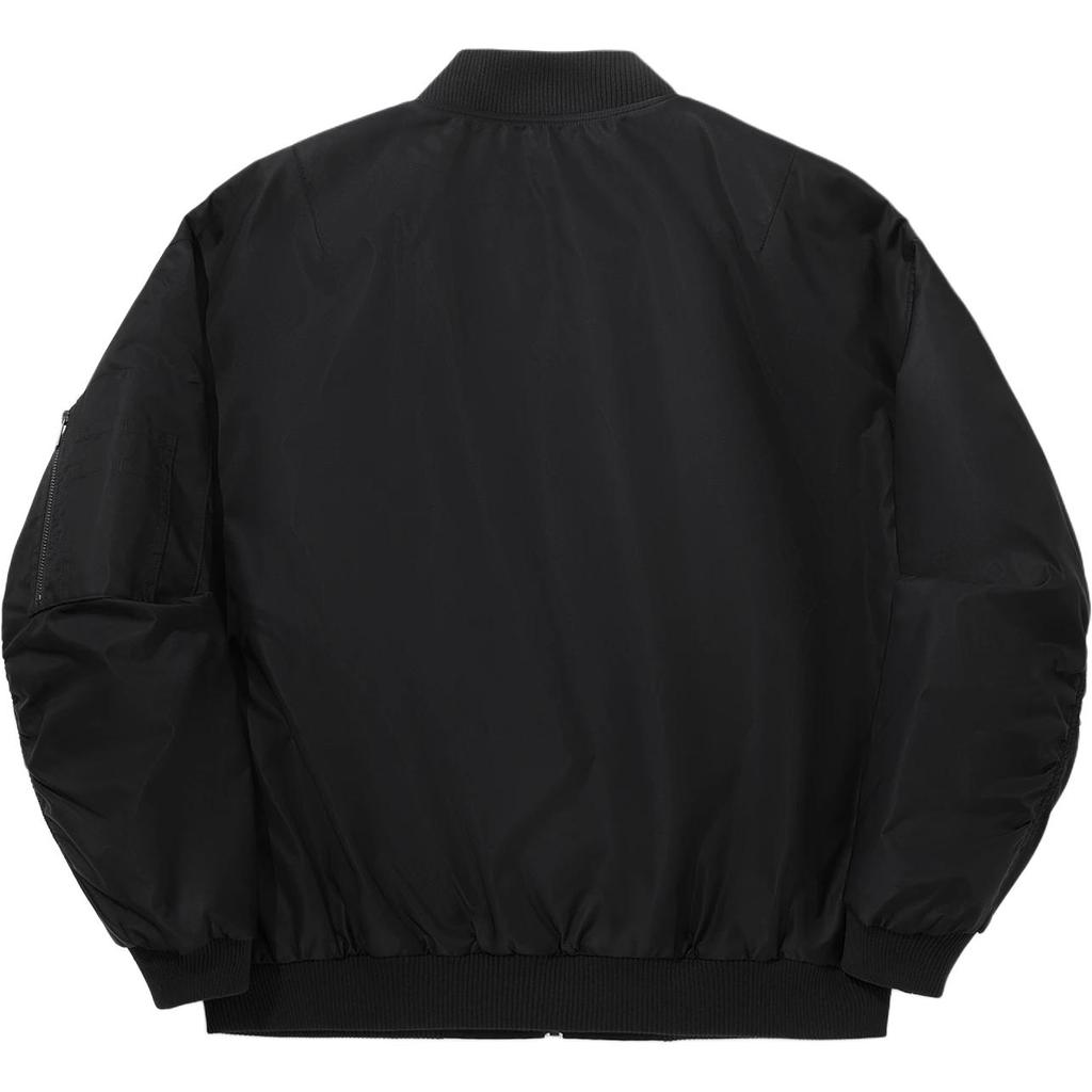 Li Ning Vital Series Solid Color Zipper Comfortable Breathable Loose Cotton Jacket Unisex Jacket Black AJMU163-1