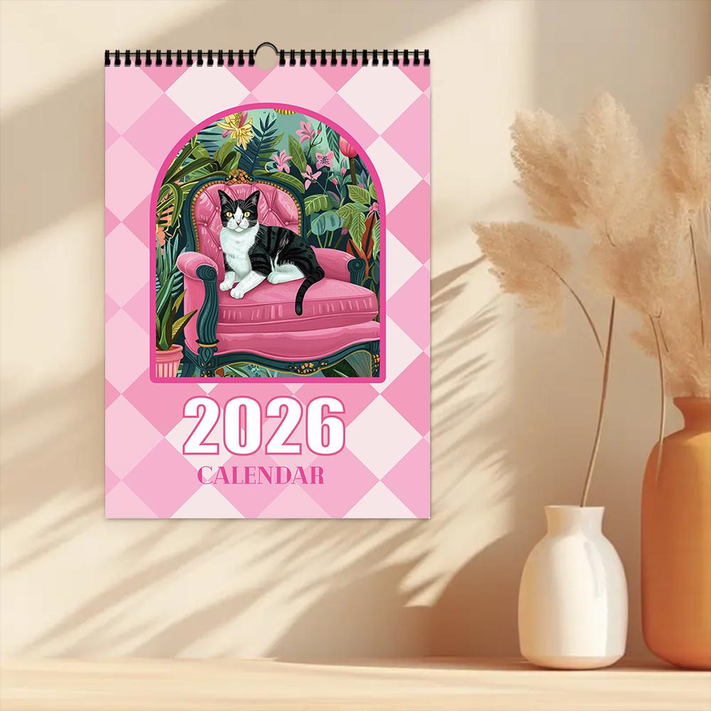 1pc, 2026 Whimsical Theme Calendar - Warm and Healing, 12 Unique Designs, Wall Calendar, Birthday, Christmas, New Year Gift