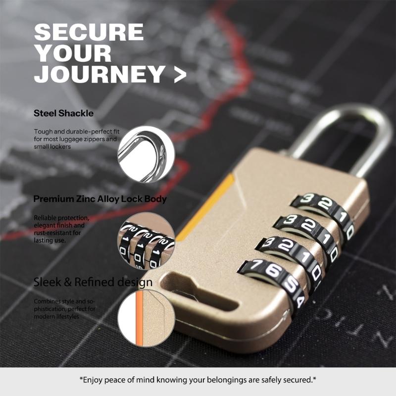 Antitheft Padlock 4 Digit Travel Combination Lock Lockers Password Lock Outdoor Gym Code Lock for Lockers Storage Box