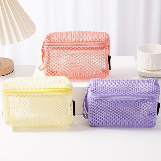 Cosmetic Bag Zipper Design Adjustable Size Large Capacity Mesh See-Through Washable Breathable Travel Makeup Organizer Storage Pouch
