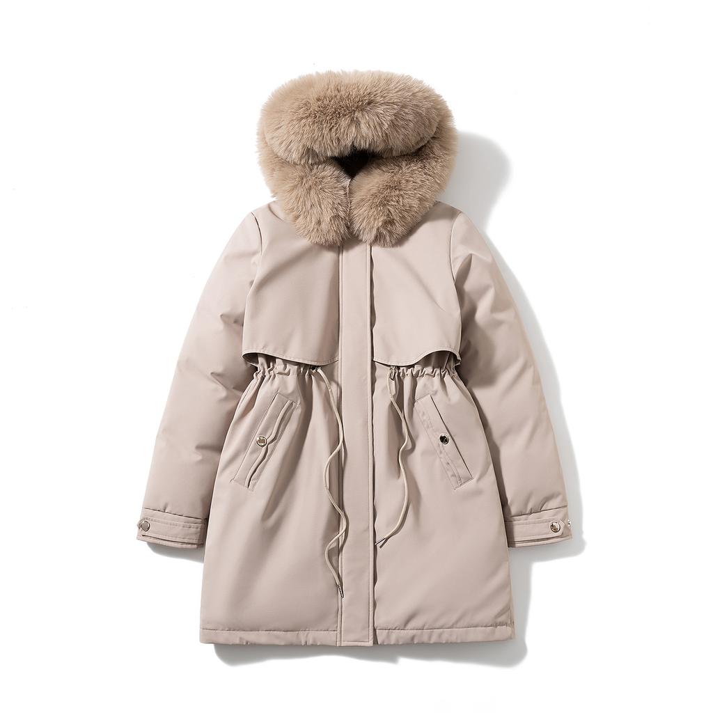 Pie Overcomes Women's Winter Year's New Skinny Down Cotton Clothing Fashion Versatile Down Thick Fur Integrated Jacket