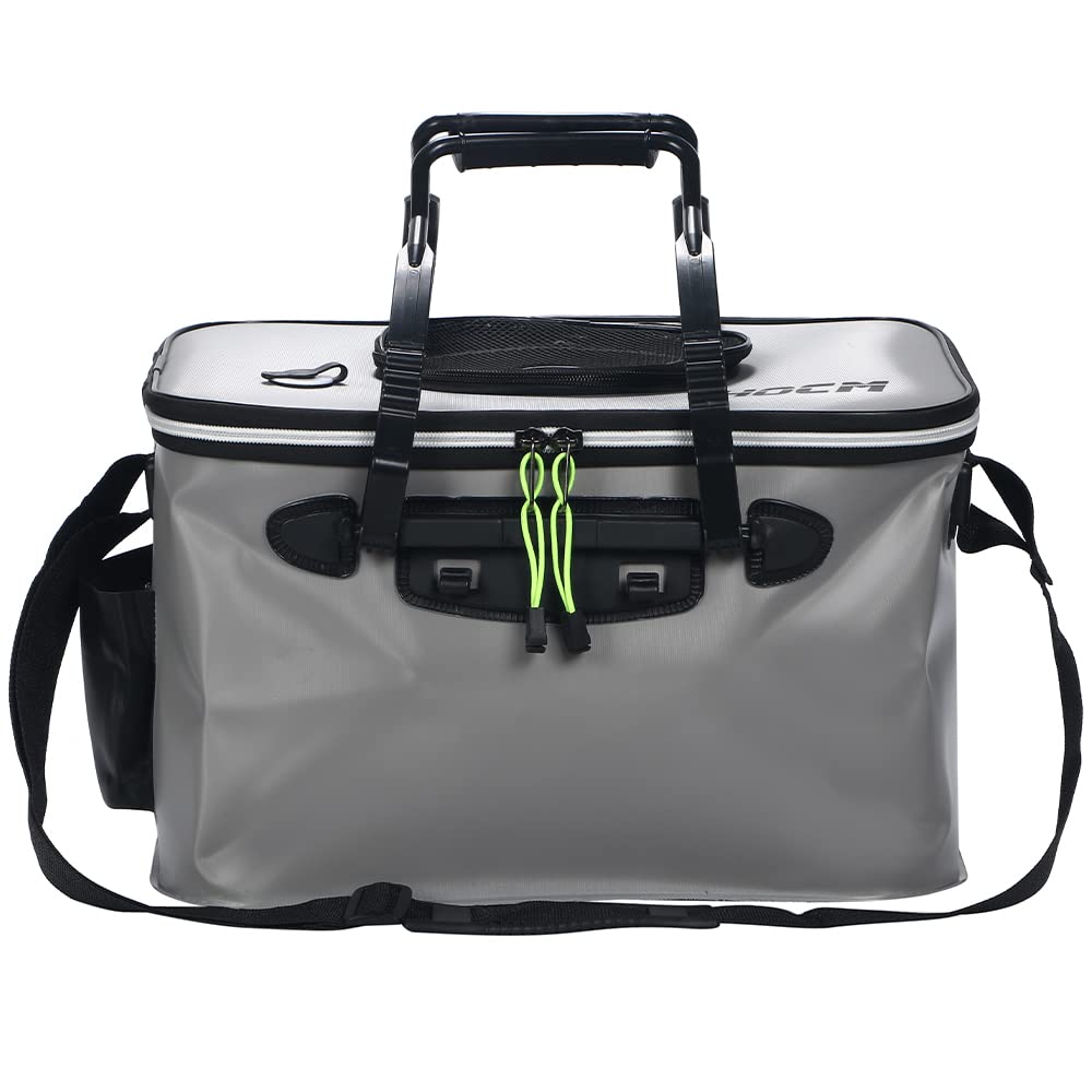 Foldable Fishing Bucket with Lid for Fishing Outdoor Storage Tackle, (Gray, 50cm)