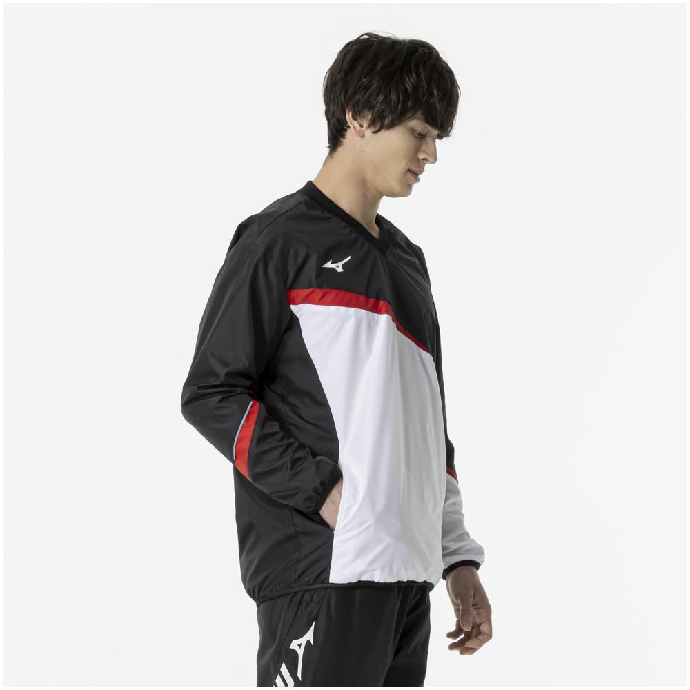 Tennis Windbreaker Standard Mesh Black X Size L Shirt, Water-Repellent, Silhouette, Lining, 62MEA504, Red,