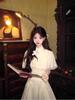 Korean Style Elegant Apricot Long Summer Dress for Women
