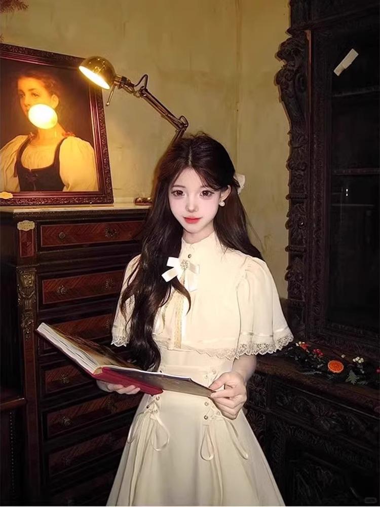Korean Style Elegant Apricot Long Summer Dress for Women