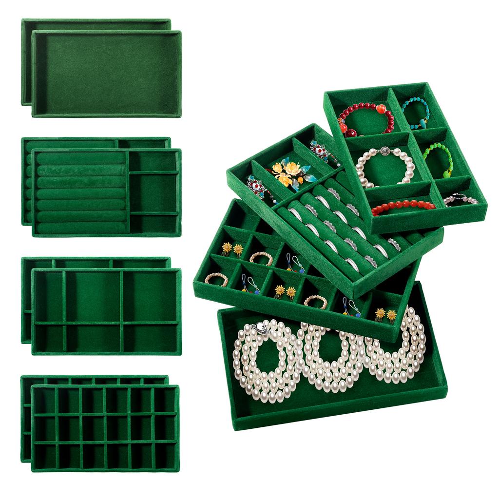 12Pcs Jewelry Display Tray Stackable Ring Earrings Necklace Organizer Storage Box 4 Styles Multi-role Jewellery Organizer Tray