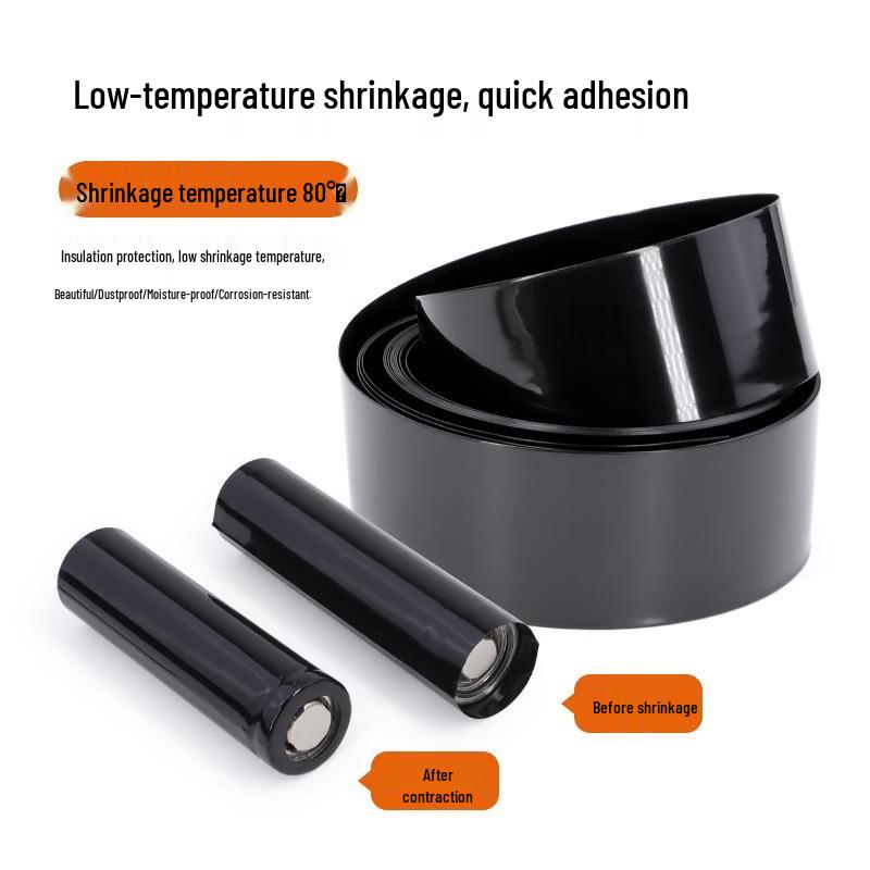 Schwarzer PVC-Schrumpfschlauch für 18650-Batterieisolierung, flammhemmende Hülle.