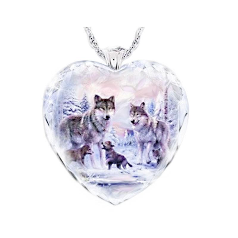 Yunjin wish new wolf crystal necklace series heart-shaped crystal wolf necklace pendant, specially for