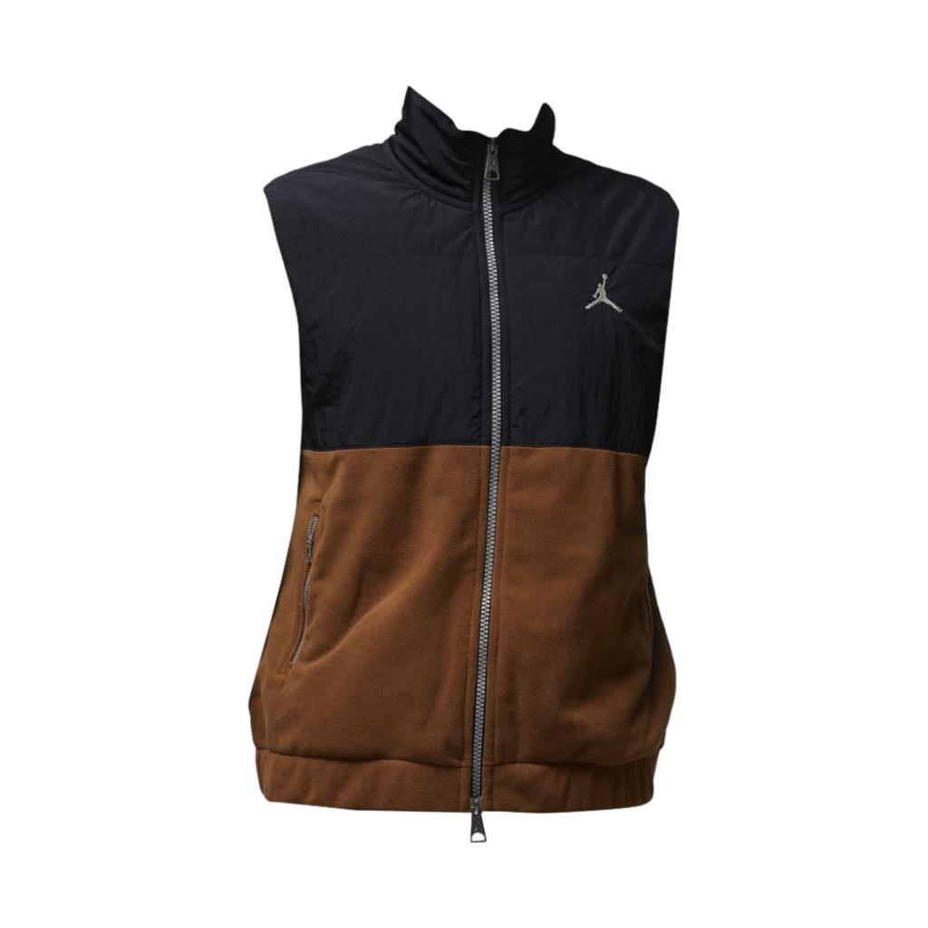 Jordan Essentials Logo Patchwork Double Zipper Vest Men Tops Brown FD8628-281
