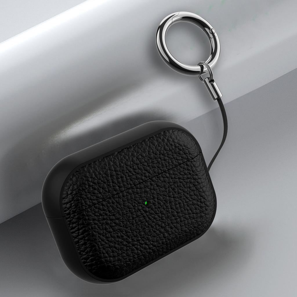 Für Airpods Pro 2 Pro Airpods 1 2 3 Lederhülle Abdeckung mit Schlüsselanhänger Schutzhülle Abdeckung Haut für Männer Frauen, Vordere LED sichtbar