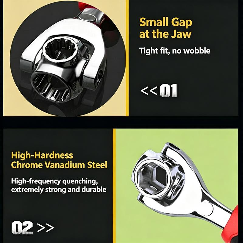 52 In 1 Multi-Functional Socket Works Universal Ratchet Wrench 360 Degree Multipurpose Non-Slip Handle Manual Tool