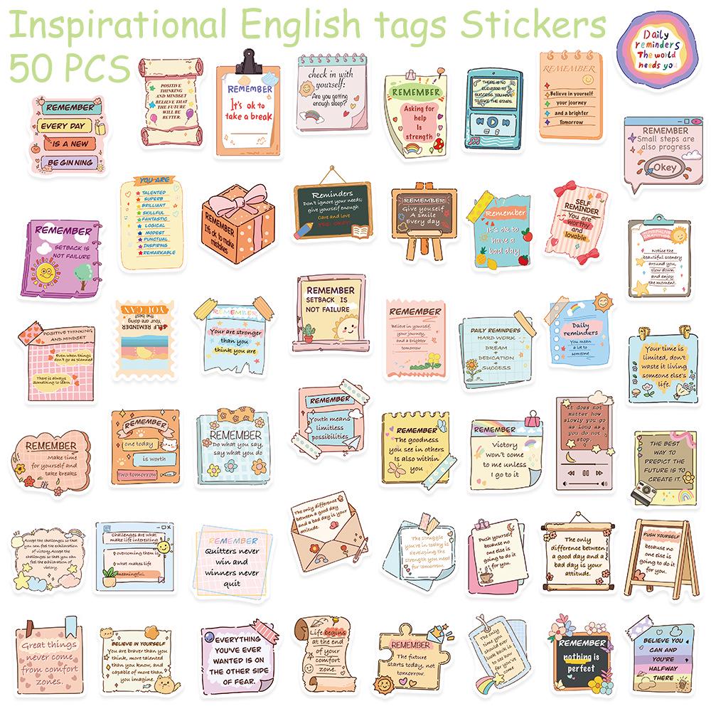 50 Inspirational English Stickers for Luggage, Laptops, and More YCK482