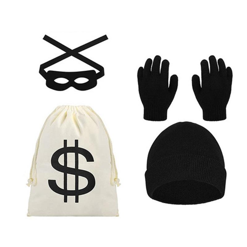 Cosplay Halloween Costume Set,Robber Costume Halloween Cosplay Burglar Accessories Thief Costume for Adults