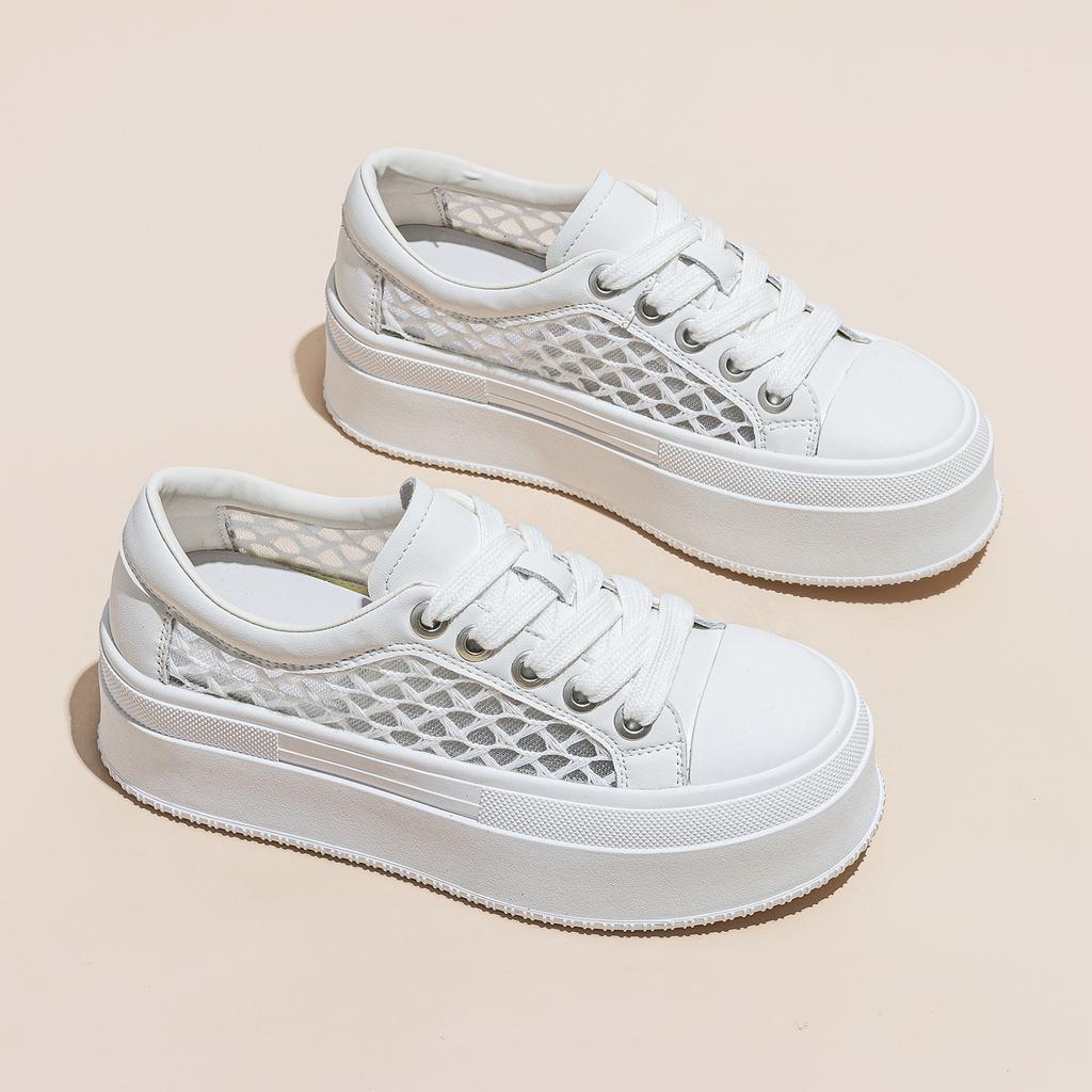 Women's summer new mesh yarn breathable thick sole heightening versatile sports and leisure shoes single shoes