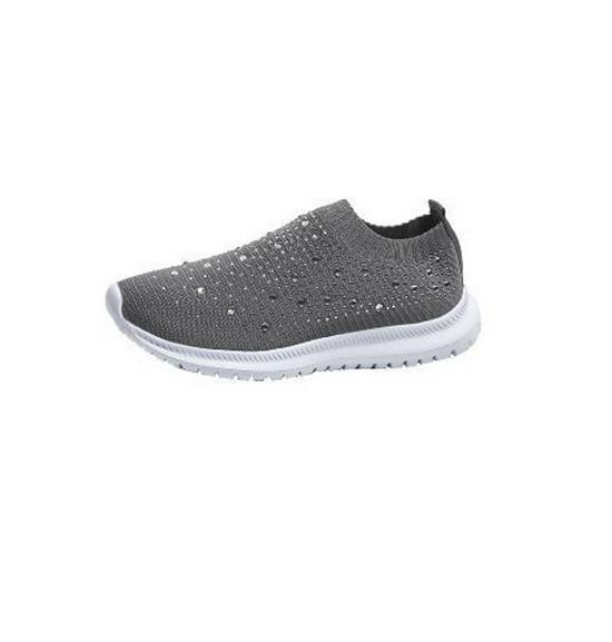 2022 Plus Size Rhinestone Slip-On Fly-Knit Mesh Women's Casual Shoes
