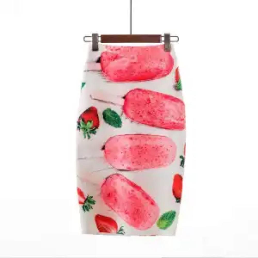 New Spring and Summer Women's Solid Colors Printed Split High Waist Zipper Bag Hip Korean Fashion Casual Commuter Skirt