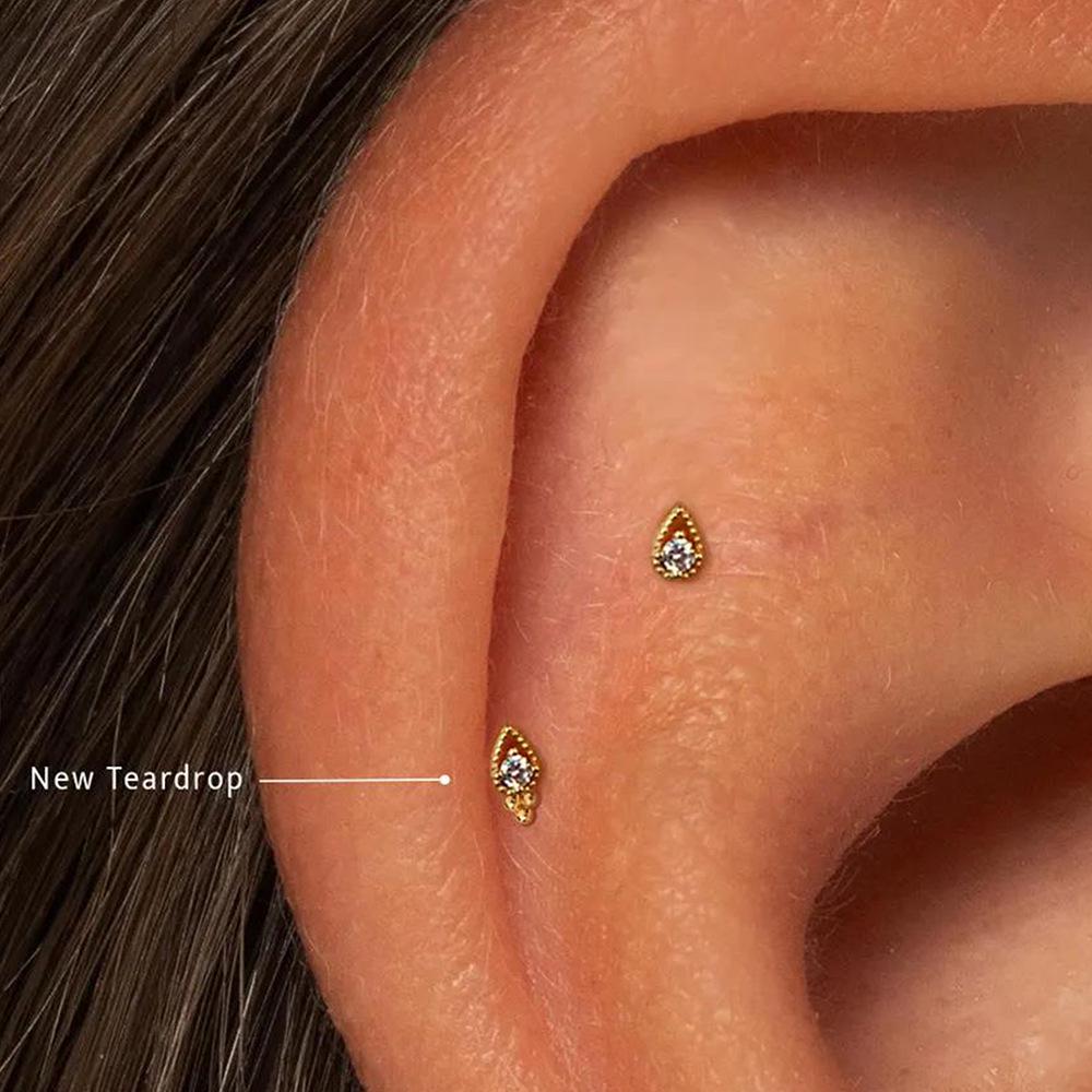S925 Sterling Silver Star-Lotus Bow Cartilage Earrings