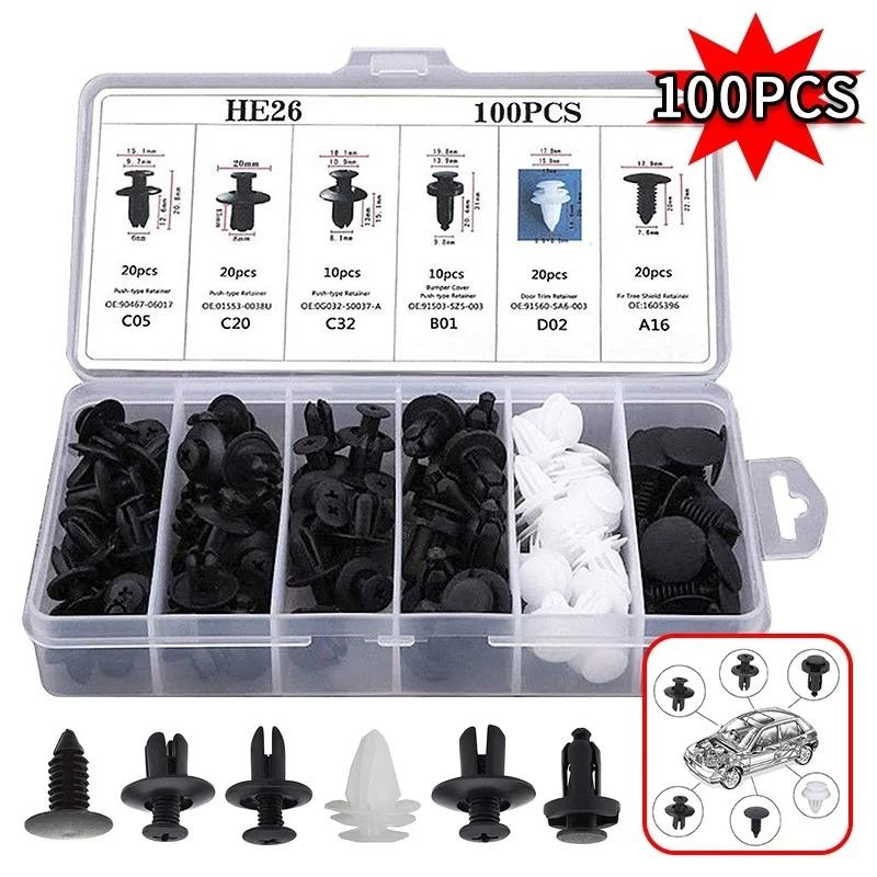 100Pcs-800pcs Car Fastener Clip Kit Fender Rivet Clips Auto Body Push Retainer Pin Rivet Bumper Door Trim Panel Retainer Repair