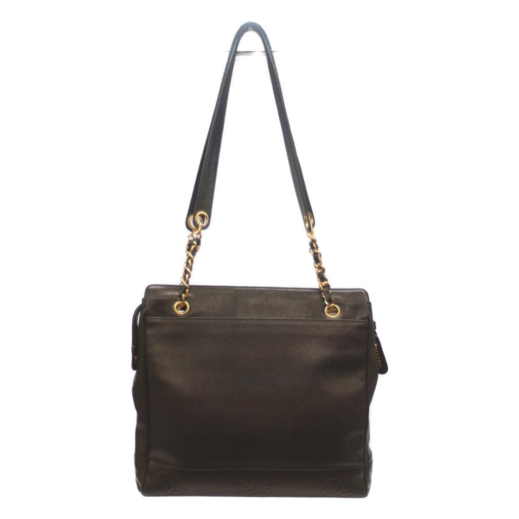 CHANEL No. 2 Black Caviar GHardware Triple Coco Chain Tote Tote Bag blackUsed