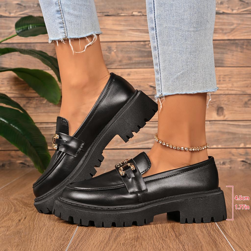 Fashion Women Sneakers Platform Loafers Solid Color Round Toe Casual Shoes Woman Fashion Preppy Style Dress Shoes Plus Size