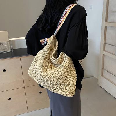 Feiertag Wind Strand Strohtasche Damen Saisonale Neue Faule Wind Gewebte Tasche Große Kapazität Mode Schulter Achselhöhle Tasche