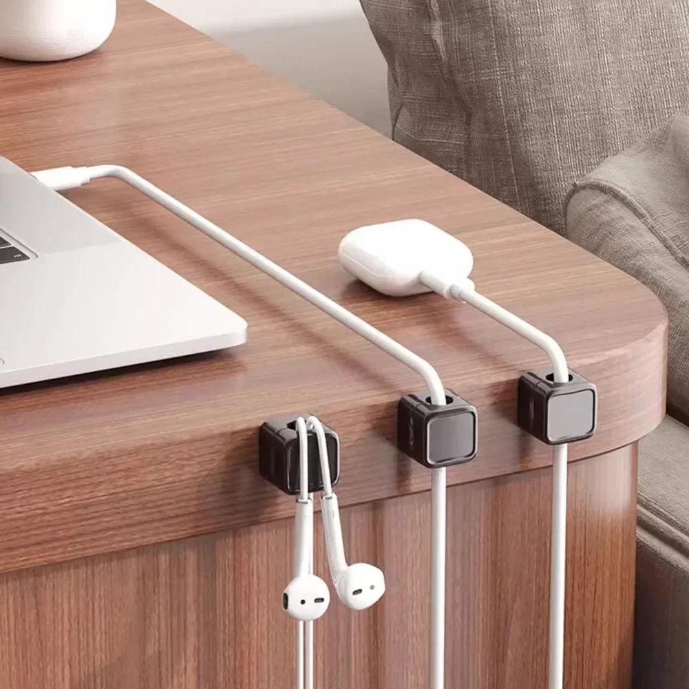 1/6PC Magnetic Cable Organizer Adjustable Desktop Hidden Cord Clips Cord Holder Reusable Wire Storage Gadgets Wire Keeper Clip