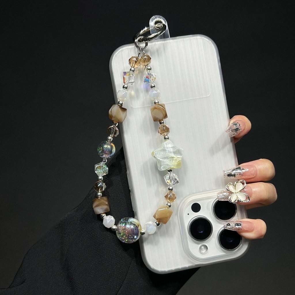 Pvc Starry Sky Beaded Phone Chain With Adjustable Wrist Strap For Women And Men