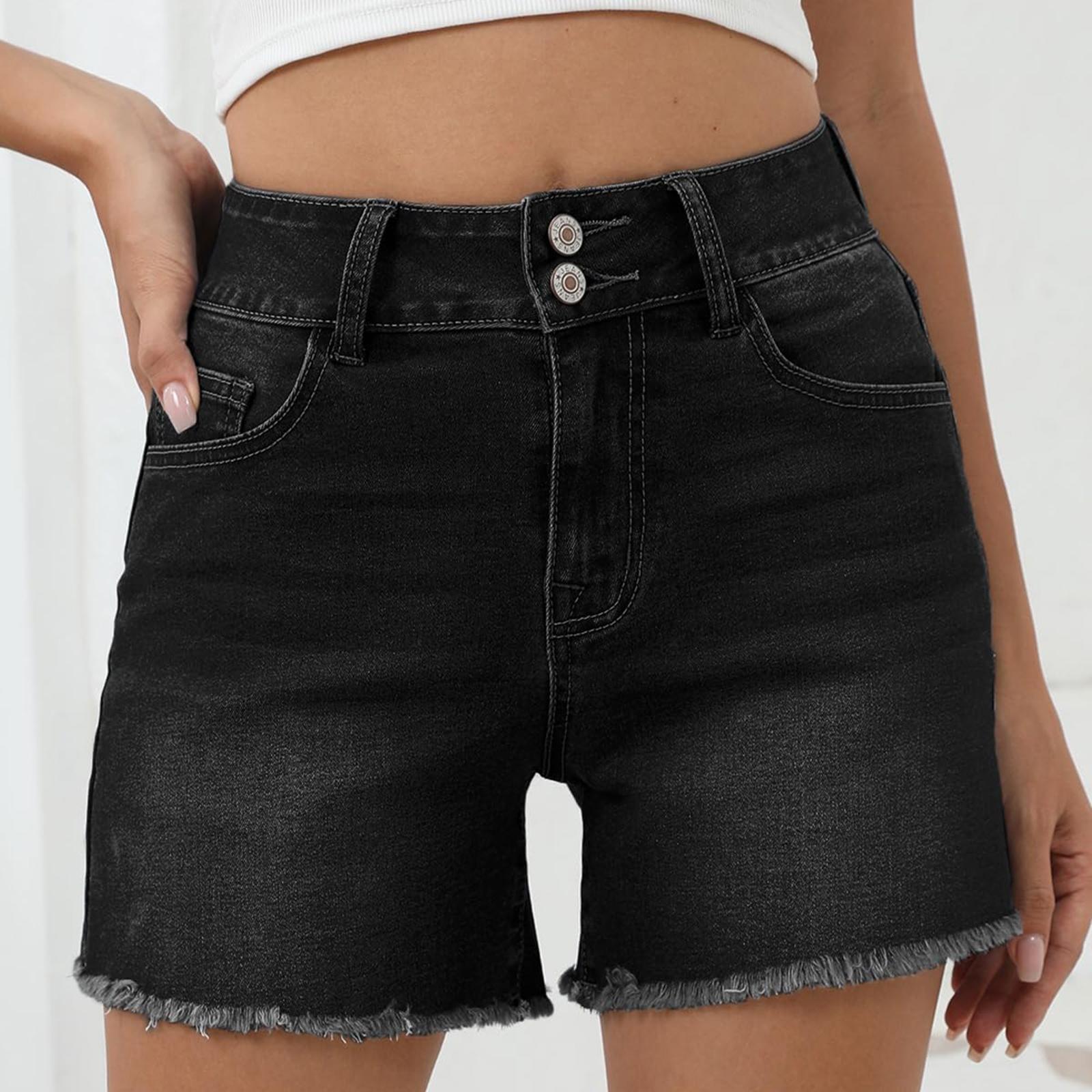 

Женские повседневные модные джинсовые шорты с дырками, универсальные L чёрный