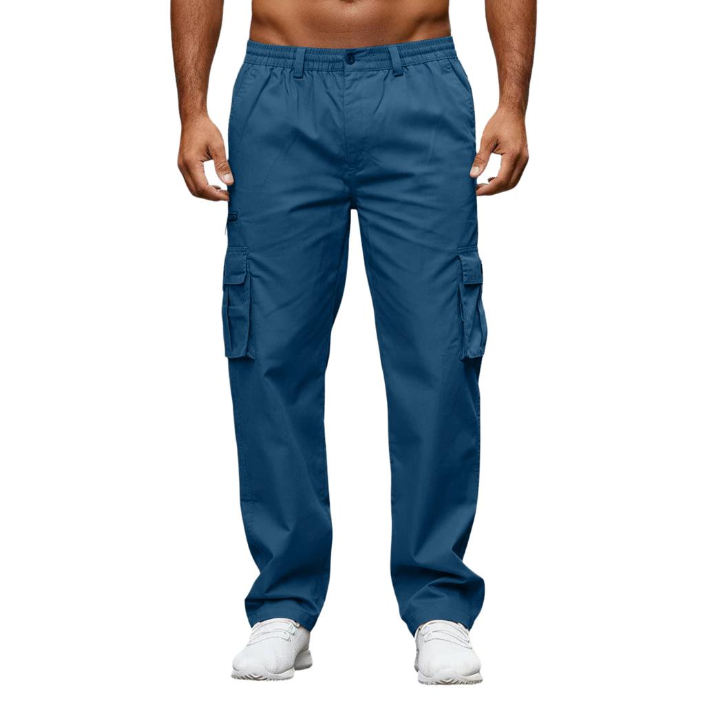 Men's Workwear Casual Stretch Waistband Multi-Pocket Straight-Leg Pants