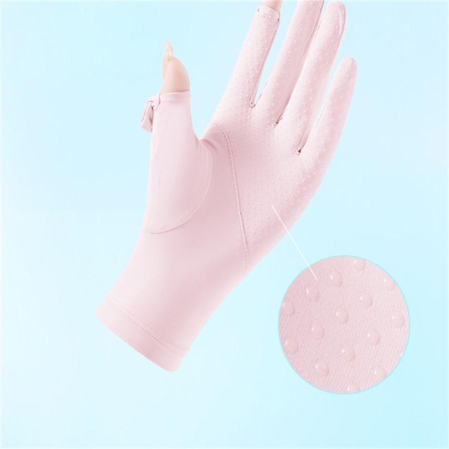 Women UPF 50+ Sun Protection Gloves, Breathable Ice Silk Gloves with Flip Touchscreen Fingers, Anti-Slip for Driving, Cycling, Outdoor