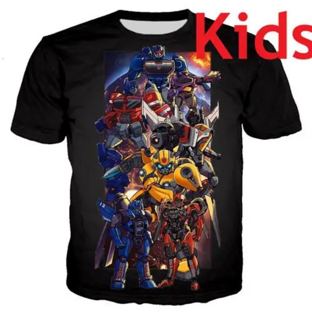 Kids Summer Transformation Robot 3d Print Boys T-shirts Kids Autobots Tees Children Summer Short Tops