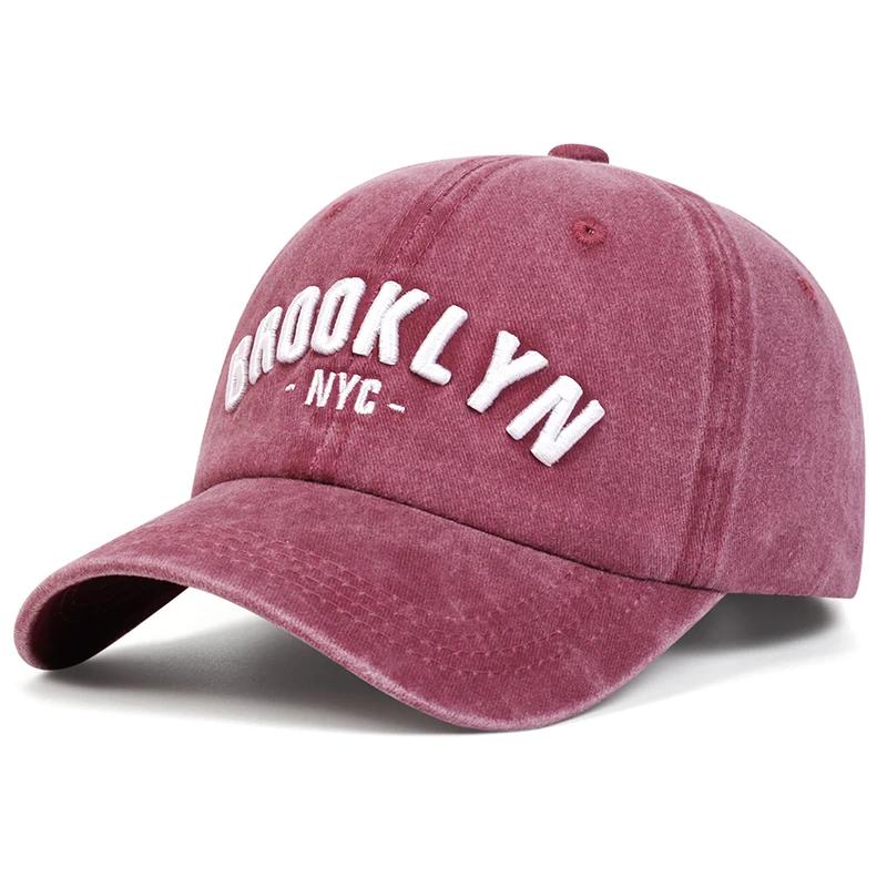 Unisex BROOKLYN Letter Embroidery Wash Baseball Caps Spring and Autumn Outdoor Adjustable Casual Hats Sunscreen Hat Sports Cap