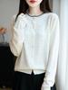 Luxury Rhinestone Wool Cardigan, Colorblock Collar Design, Versatile Women's Autumn/Winter Sweater