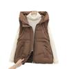 Autumn and Winter New Down Cotton Clothes Women's Vest Short Hooded Thick Knitted Wool Thickened Coat Batch