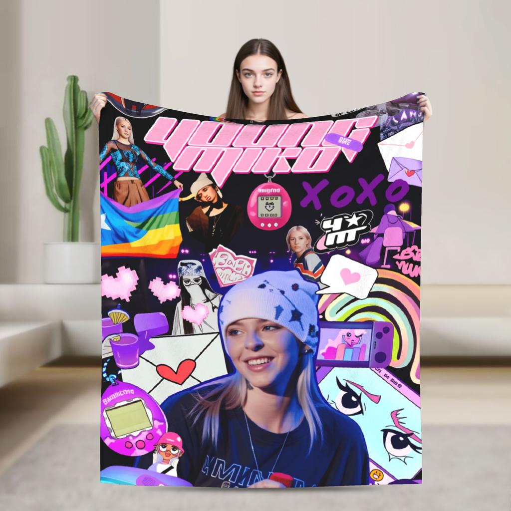 Puerto Rican Rapper Super Soft Blanket Young Miko Decorative Plush Throw Blanket Bedroom Flannel Bedspread Sofa Bed Cover