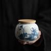 Chinese Style Under Glaze Color Hand-painted Blue and White Tea Jar Small Sealed Jar Tea Food Storage Decoration