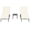 2 Piece Sun Lounger Set with Table Black Poly Rattan