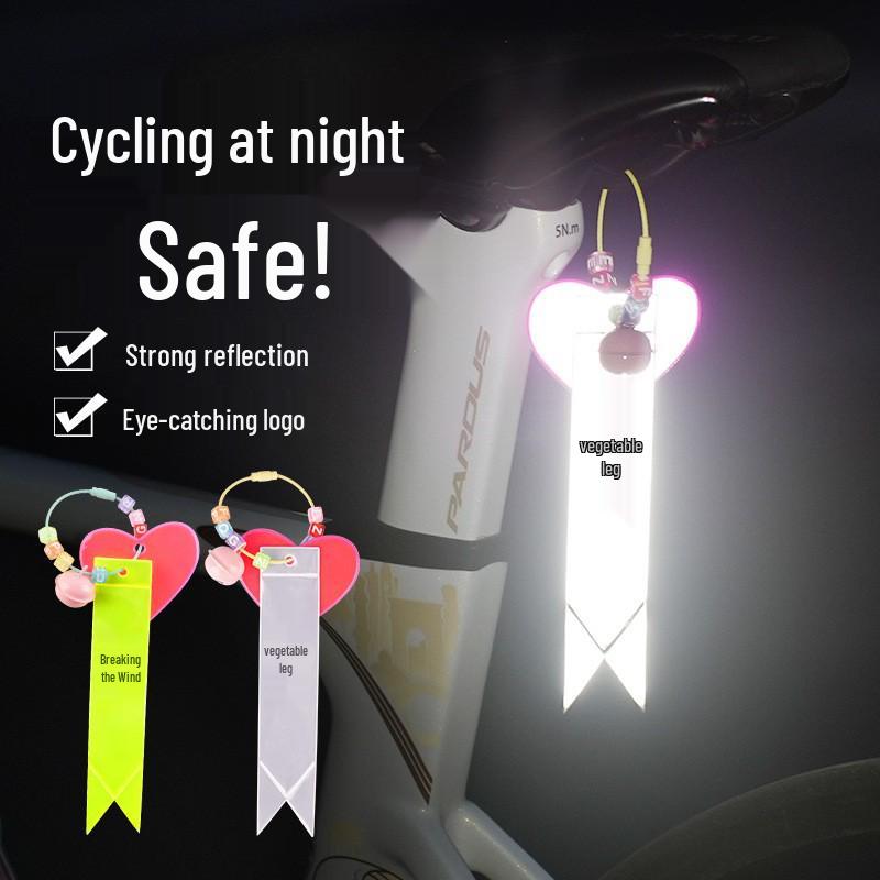 Reflective Bicycle Seat Cushion Streamer - Night Riding Safety Ornament and Backpack Decoration.