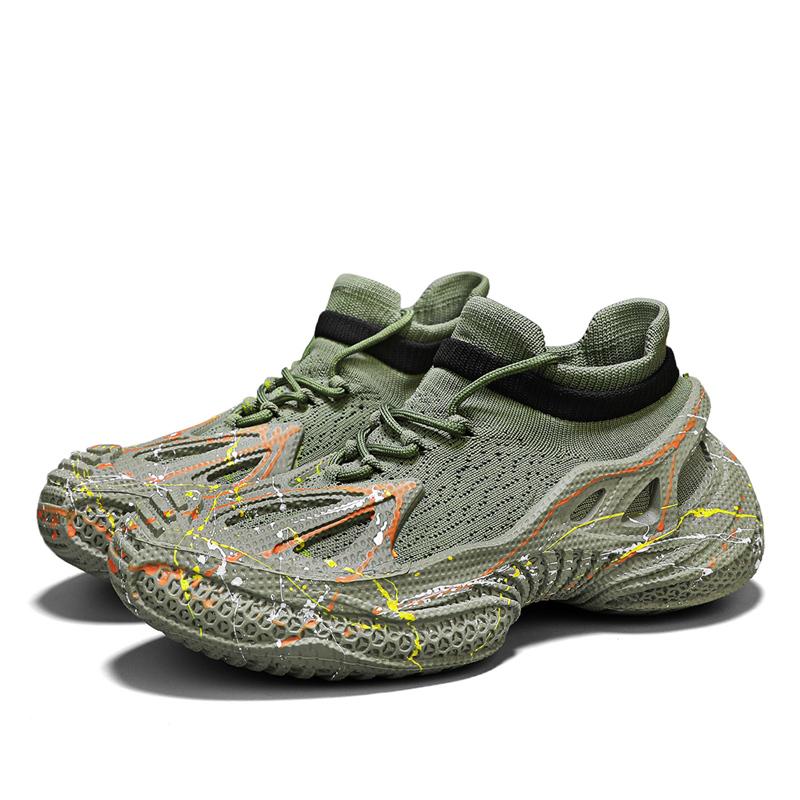 

Мужская спортивная обувь Классические легкие светящиеся кроссовки для мужчин Вязаная дышащая повседневная обувь Уличные мужские кроссовки для бега 39 армия зеленый