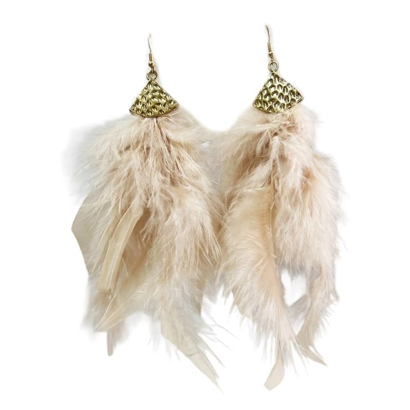 Handmade Bohemian Feather Earrings User Friendly Materials Lightweight Drop Ear Hooks Jewelry Gift