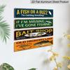 2D Flat 4Pair/Set Rustic Fishing Quote Aluminium Decorative Sign, Bass Fish Fishing Lure Vintage Aluminum Wall Plaque, Farmhouse Cabin Man Cave