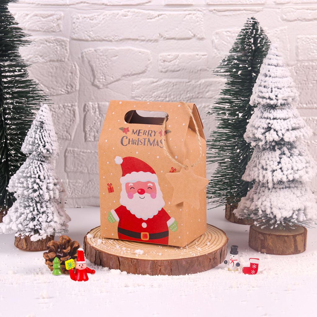 6/12pcs Merry Christmas Gift Box Kraft Paper Candy Cookies Packing Bags Santa Snowman Xmas gift Pack Box Home Decor New Year