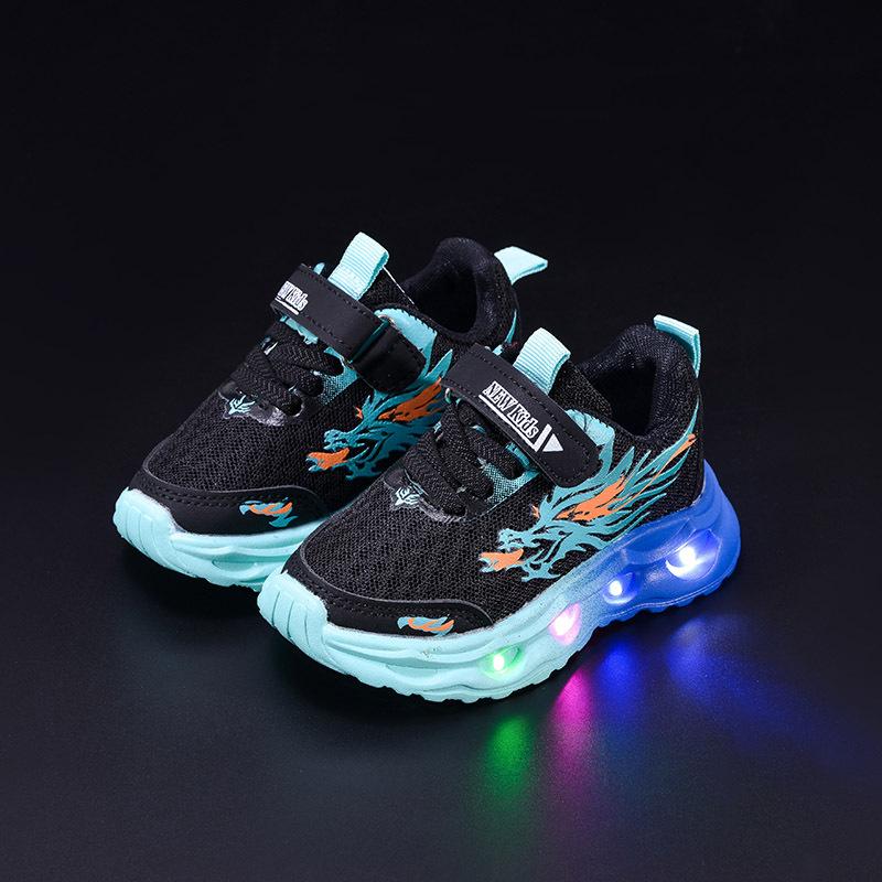 Fashion Girls Shoes Spring New LED Kids Light Shoe Soft Soled Boys' Shoes Anti Slip Child Sports Shoes Simple Girl Casual Shoe