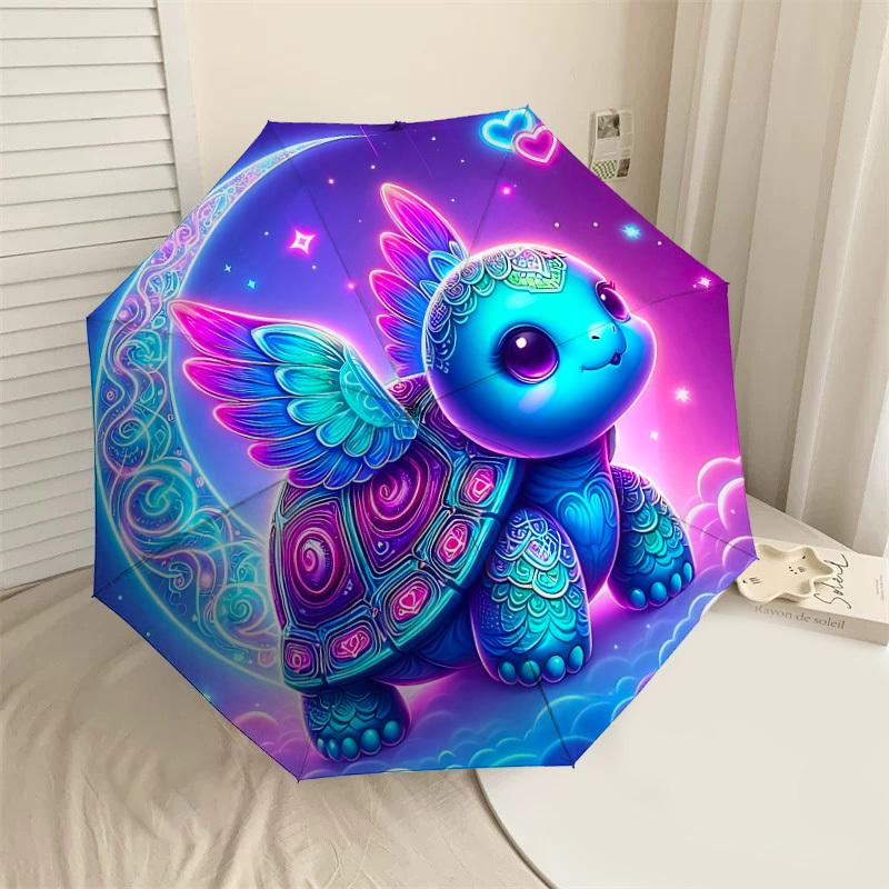 

1PC turtle moon Automatic Open/Close Umbrella with Windproof, 8-Rib Sturdy Canopy, Durable Ribs, Fashionable Design, Outdoor Accessory, Fun Prin, Holi