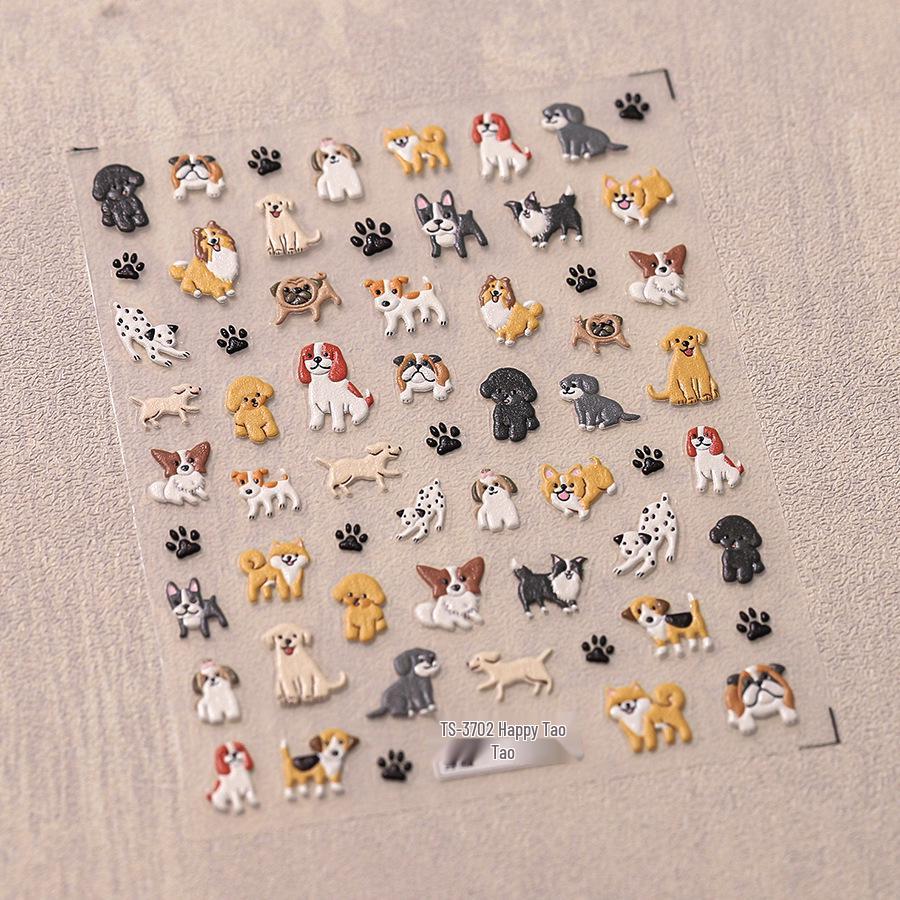 Ferrite Pro Cartoon Nail Stickers: Thin, Tough, Adhesive Nail Art Decals - TS-3701 Happy Dog